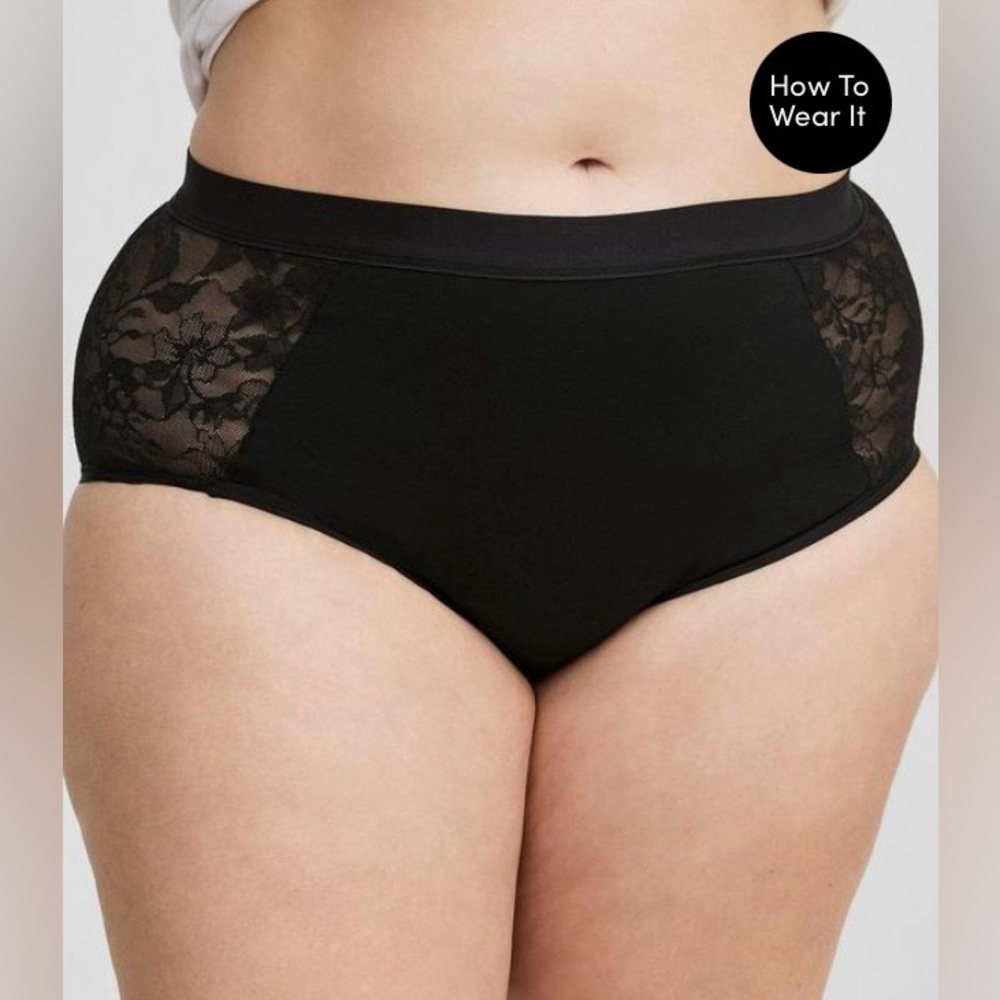Torrid Leakproof Mid Rise Brief Panty in Black